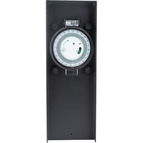 Borne de jardin à fixer 2x16A + programmateur IP44 - Alu Noir - Zenitech