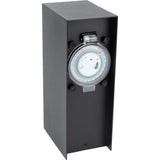 Borne de jardin à fixer 2x16A + programmateur IP44 - Alu Noir - Zenitech
