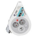 Mini enrouleur design 2 prises + 2 USB 7 mètres - Zenitech