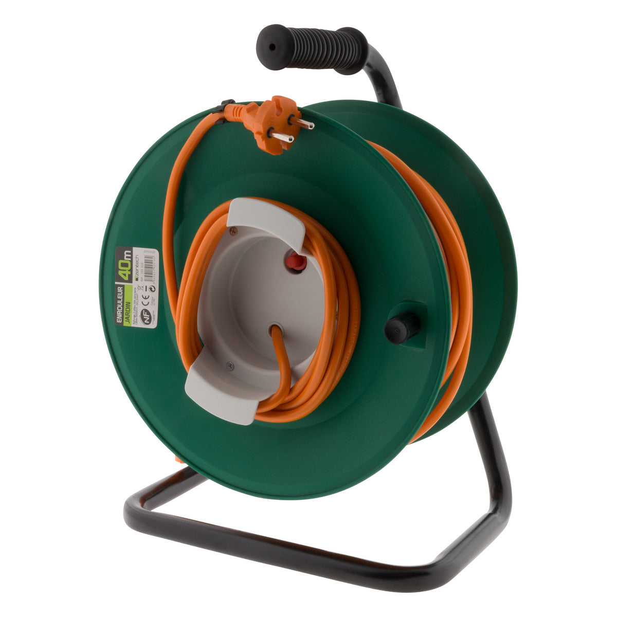 Enrouleur sans prise 2x1,5 mm² métal coupe circuit - Zenitech