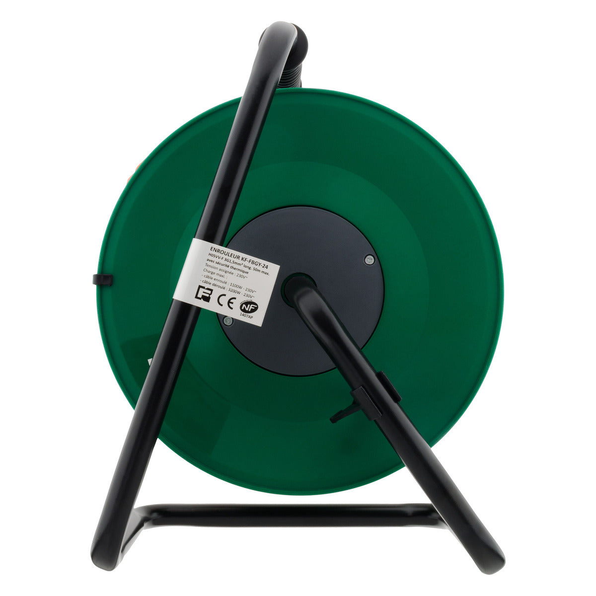 Enrouleur jardin vide précâblé 3G1,5mm² 70cm + coupe circuit Noir - Zenitech