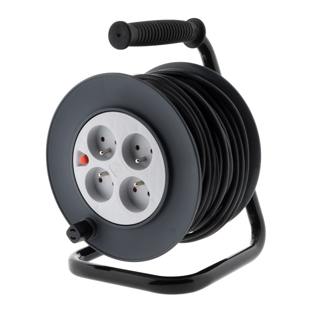 Enrouleur 4 prises 16A câble 3G1,5mm² 20m  + coupe-circuit - Noir - Zenitech