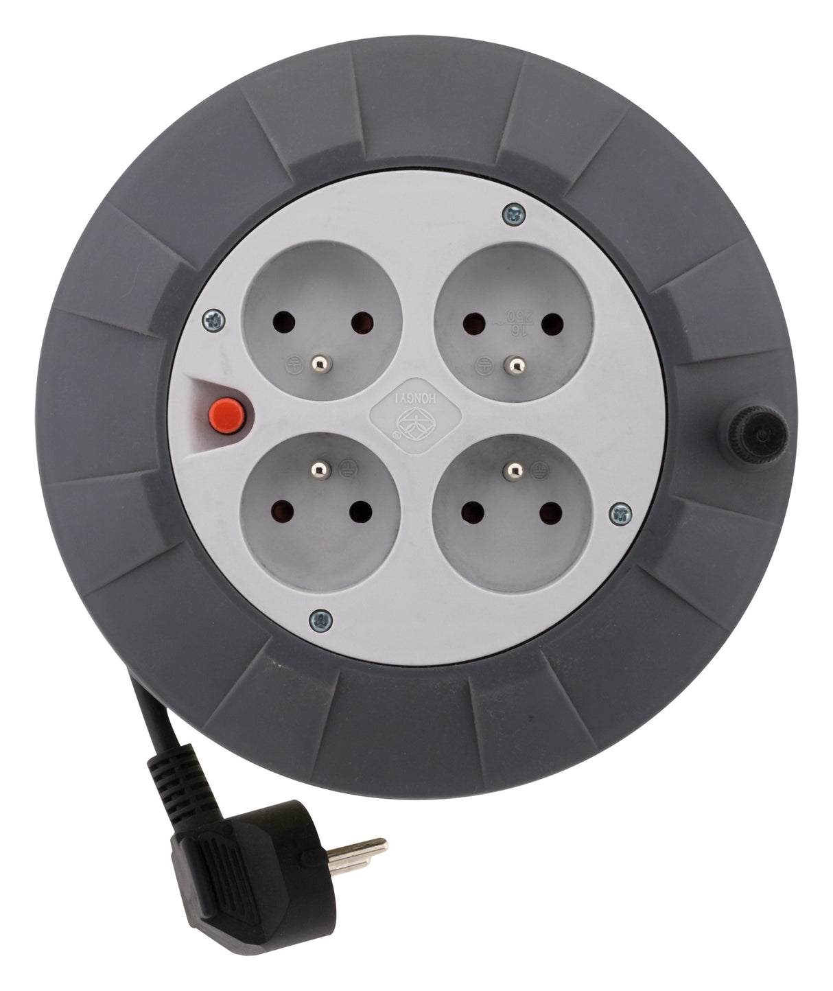 Enrouleur H05VV-F 4 prises 3G1mm² 5m + coupe-circuit - gris - Zenitech