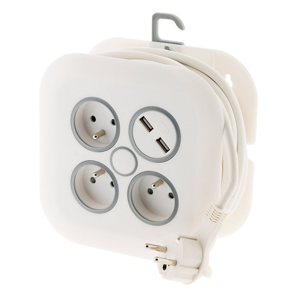 Enrouleur domestique 3 x 2P+T 16A + 2x USB - Zenitech
