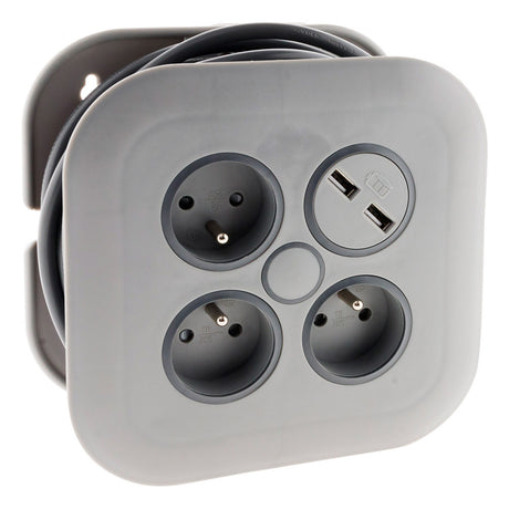 Enrouleur domestique 3 x 2P+T 16A + 2x USB - Zenitech