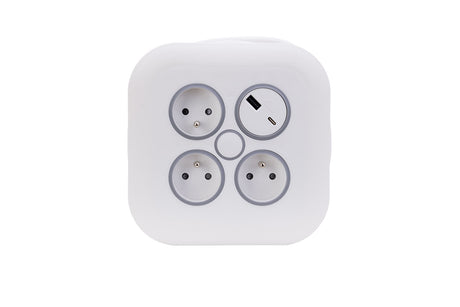 Enrouleur électrique domestique 3 prises + 2 USB-A/C - Blanc - Zenitech