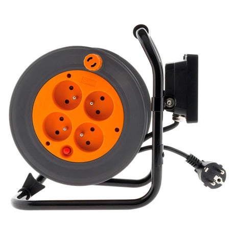 Enrouleur électrique 4 x 2P+T + projecteur LED 15m - Orange - Zenitech