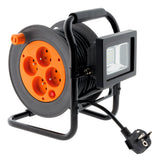 Enrouleur électrique 4 x 2P+T + projecteur LED 15m - Orange - Zenitech