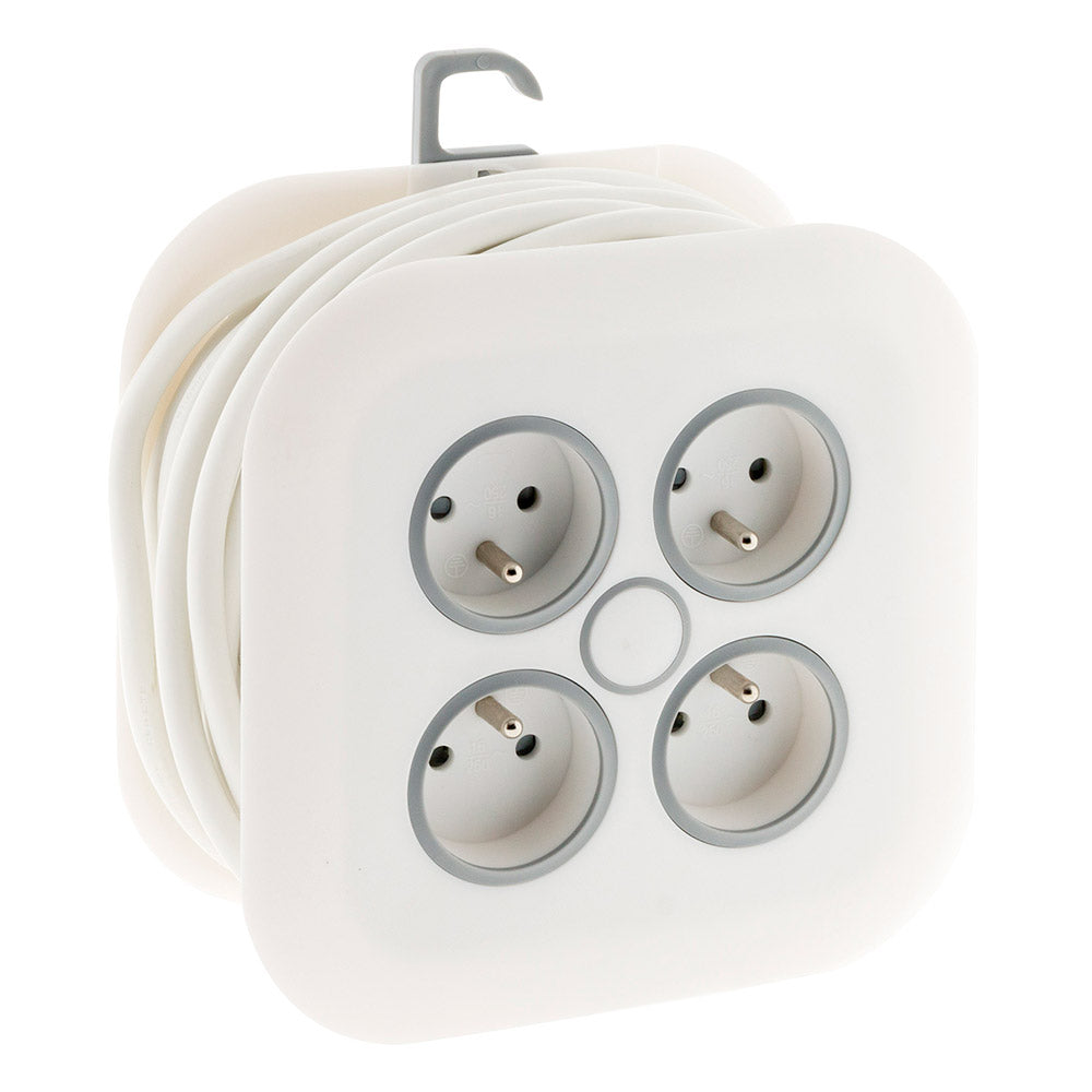 Enrouleur domestique 4x16A 2P+T fiche extraplate 3G1mm² 7m - blanc - Zenitech