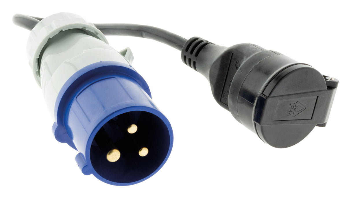 Adaptateur femelle 16A 2P+T en mâle CEE17 - Bleu - Zenitech