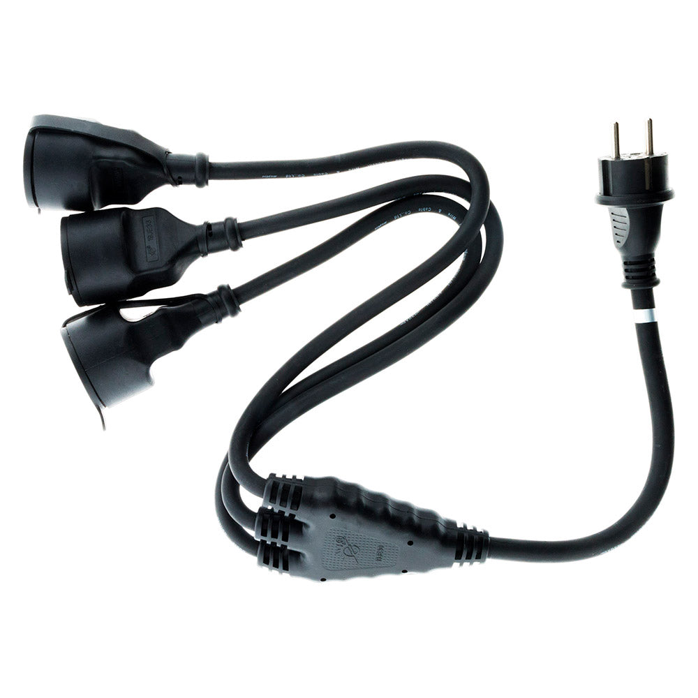 Prolongateur à triple tête pour chantier HO7RN-F 16A 3G1,5mm² - Noir 1m - Zenitech