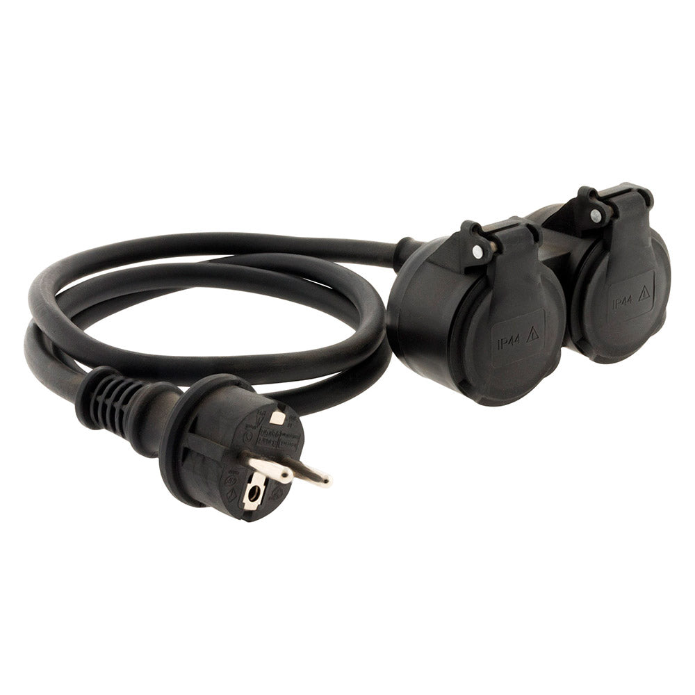 Prolongateur à double tête pour chantier HO7RN-F 16A 3G1,5mm² - Noir 1m - Zenitech