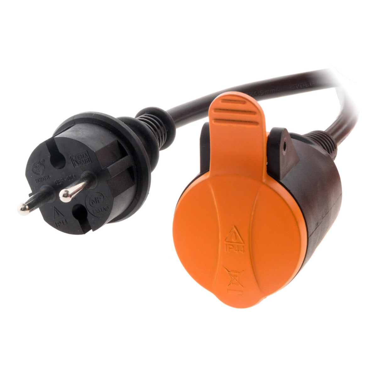 Rallonge étanche 2P avec clip de fixation orange - Zenitech