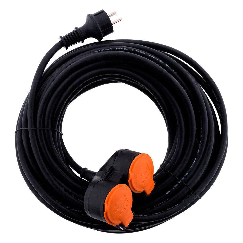 Rallonge étanche 2 prises avec clapet orange 2P+T H07RN-F 3x1,5mm² - Zenitech