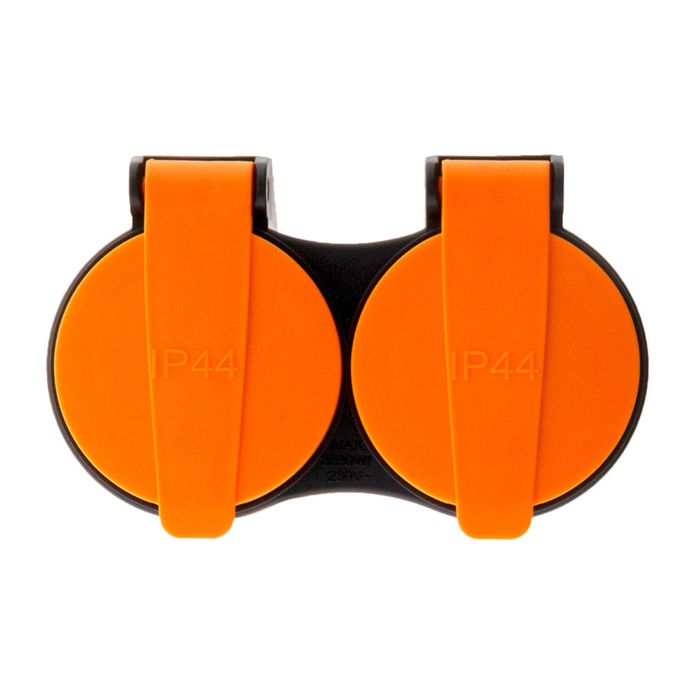 Rallonge étanche 2 prises avec clapet orange 2P+T H07RN-F 3x1,5mm² - Zenitech