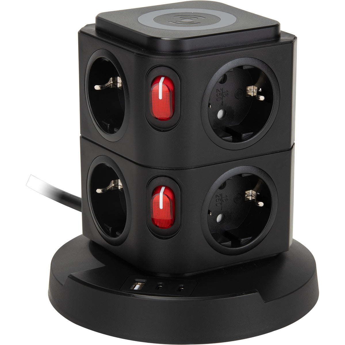 Tour multiprise induction 8 prises Schuko 16A+ USB - Watt and Co