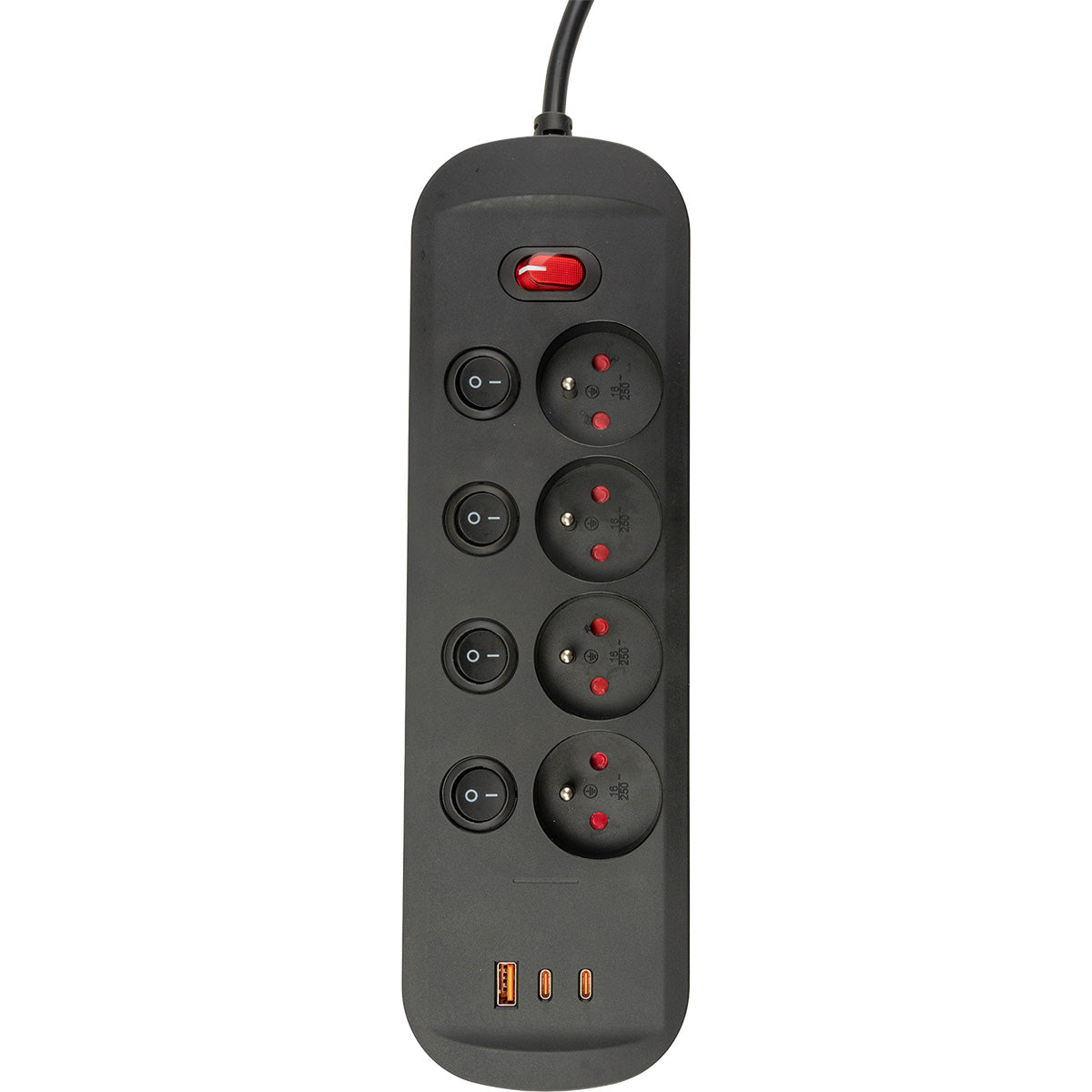 Bloc multiprise 16A + interrupteurs + USB-C 1,4m - Watt and Co