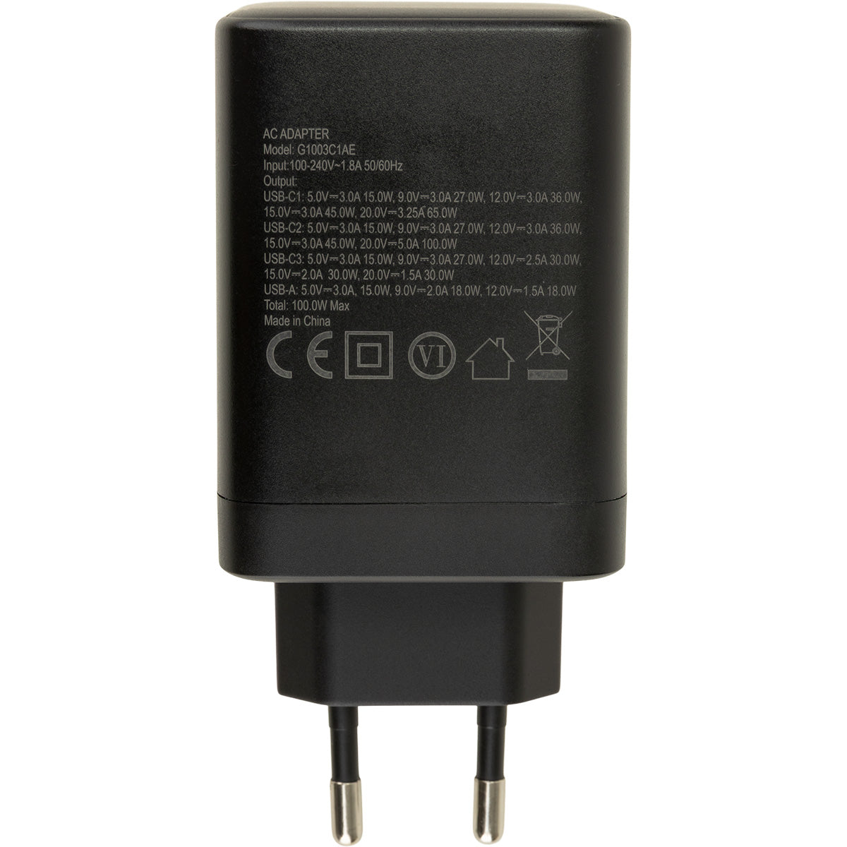 Chargeur secteur 1 x USB-A 2 x USB-C + câble rétractable 70cm - Watt and Co