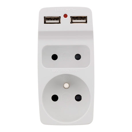 Multiprise biplite 2P 6A + 2P+T 16A + chargeur USB - Zenitech