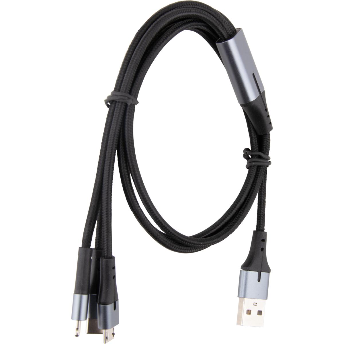 Câble USB triple tête USB-A+C câble 1m - Zenitech