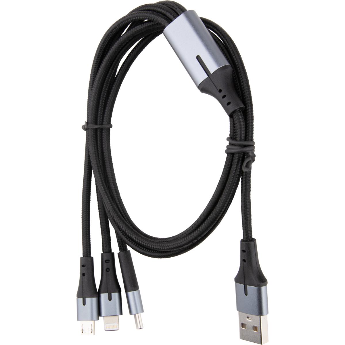 Câble USB triple tête USB-A+C câble 1m - Zenitech