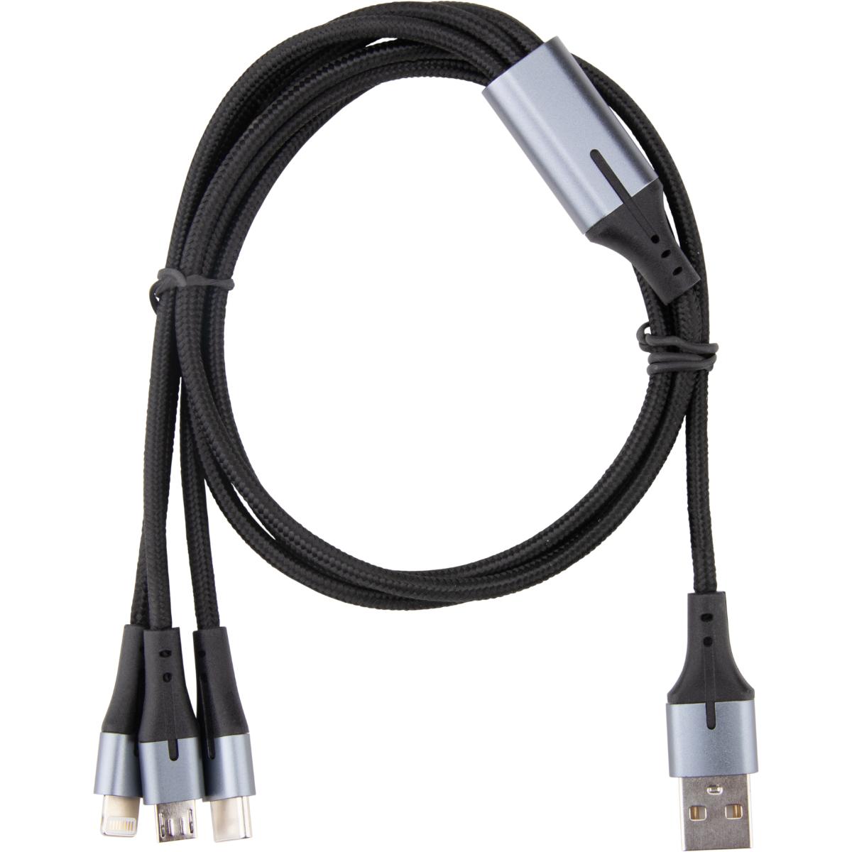 Câble USB triple tête USB-A+C câble 1m - Zenitech