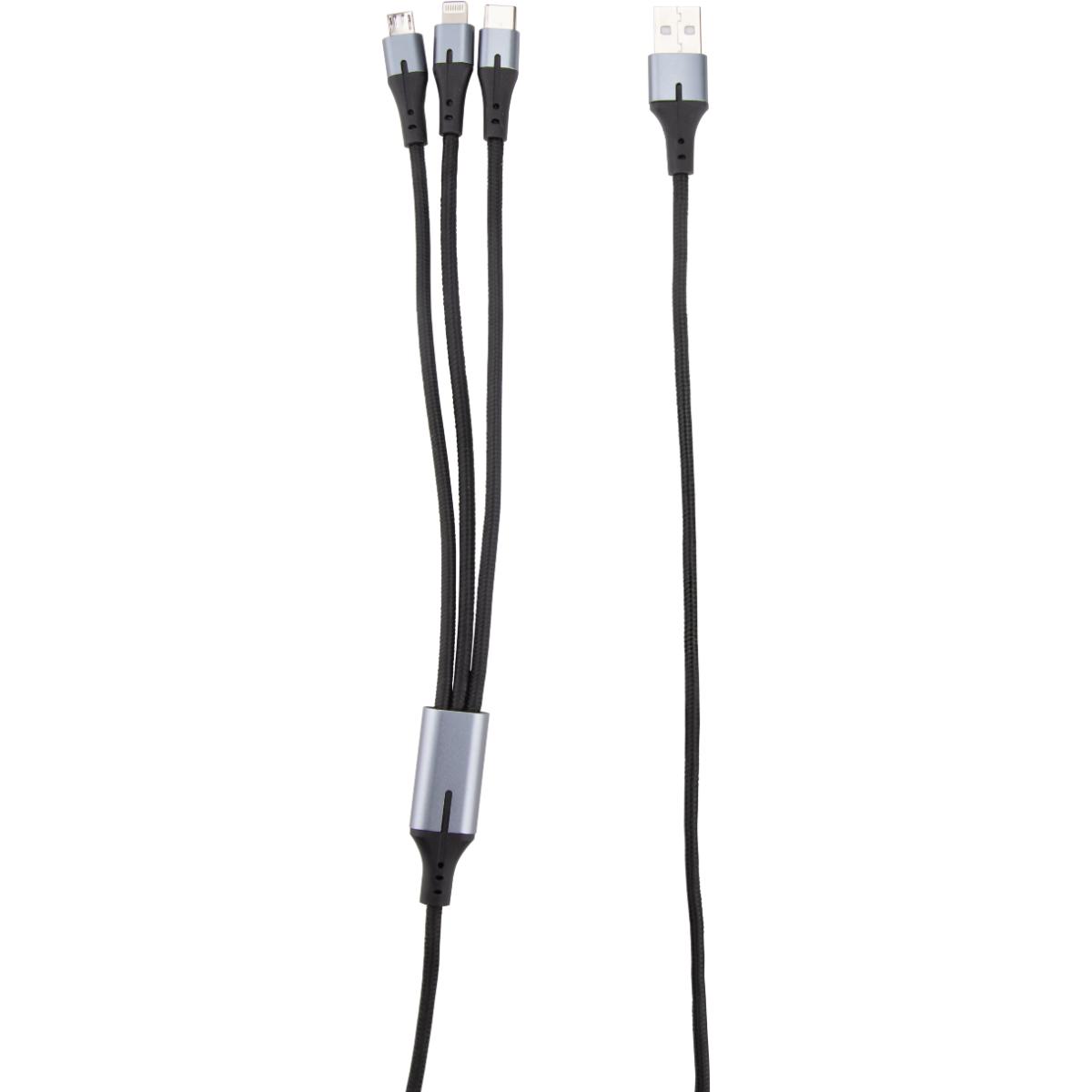 Câble USB triple tête USB-A+C câble 1m - Zenitech