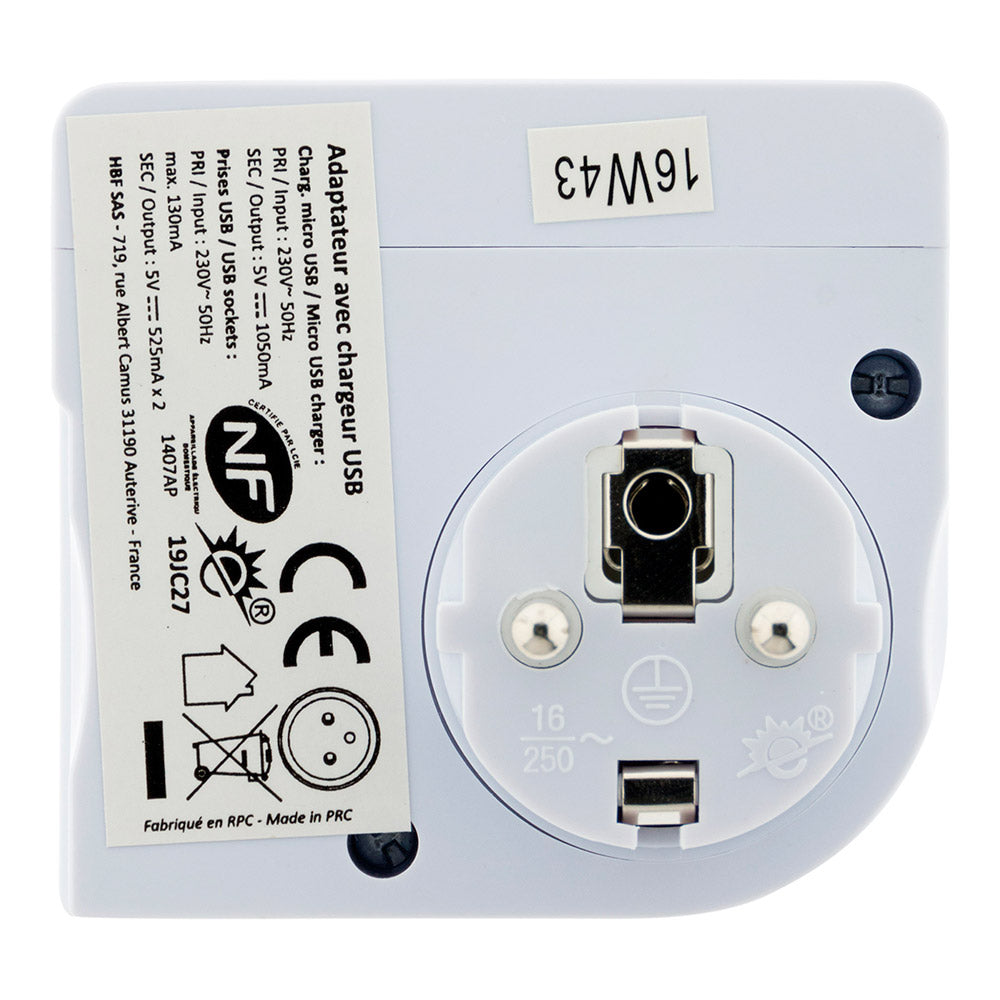 Chargeur 1 prise 16A + 2 USB + micro USB - Zenitech