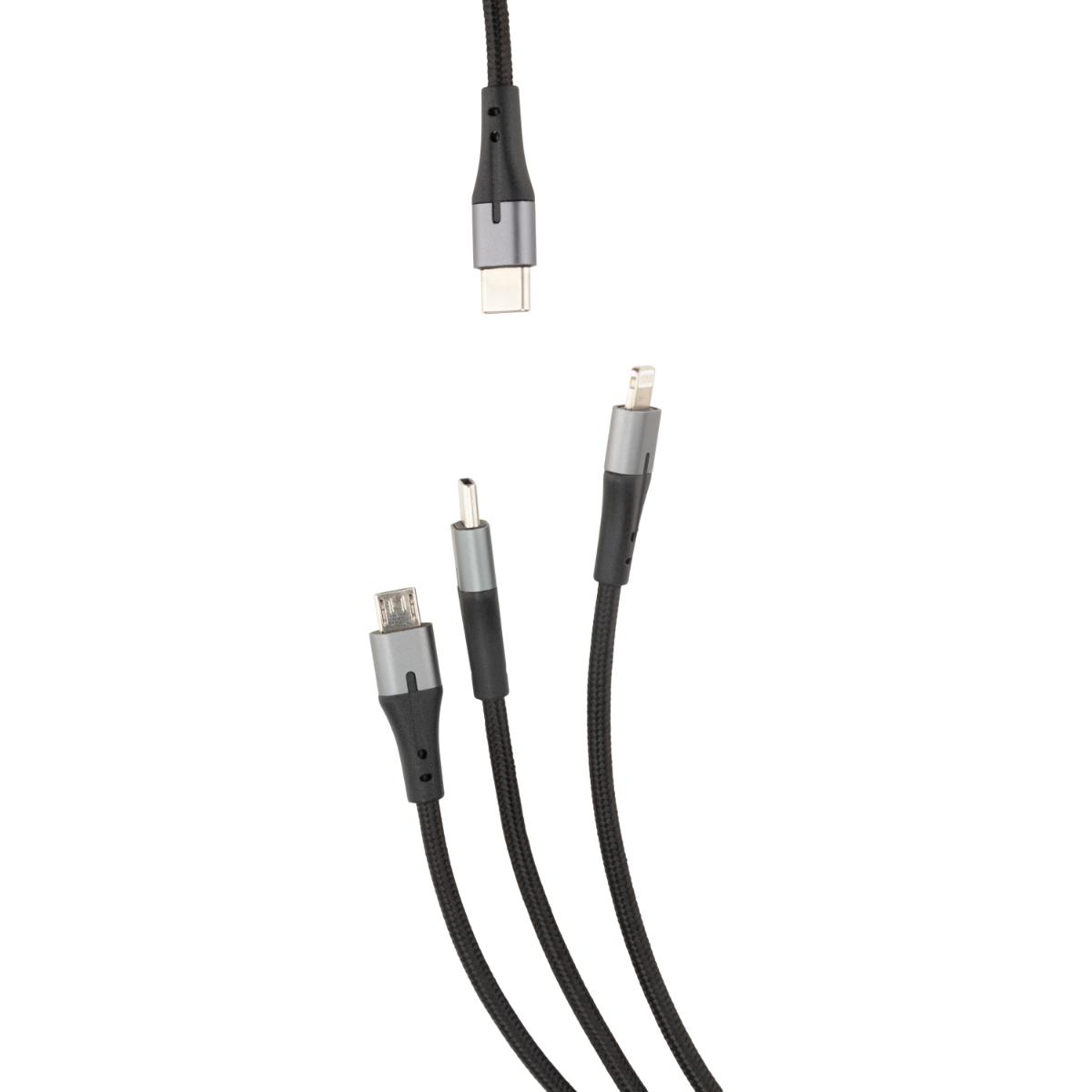 Triple câble USB-C, Lightning, Micro-USB - 1m - Zenitech