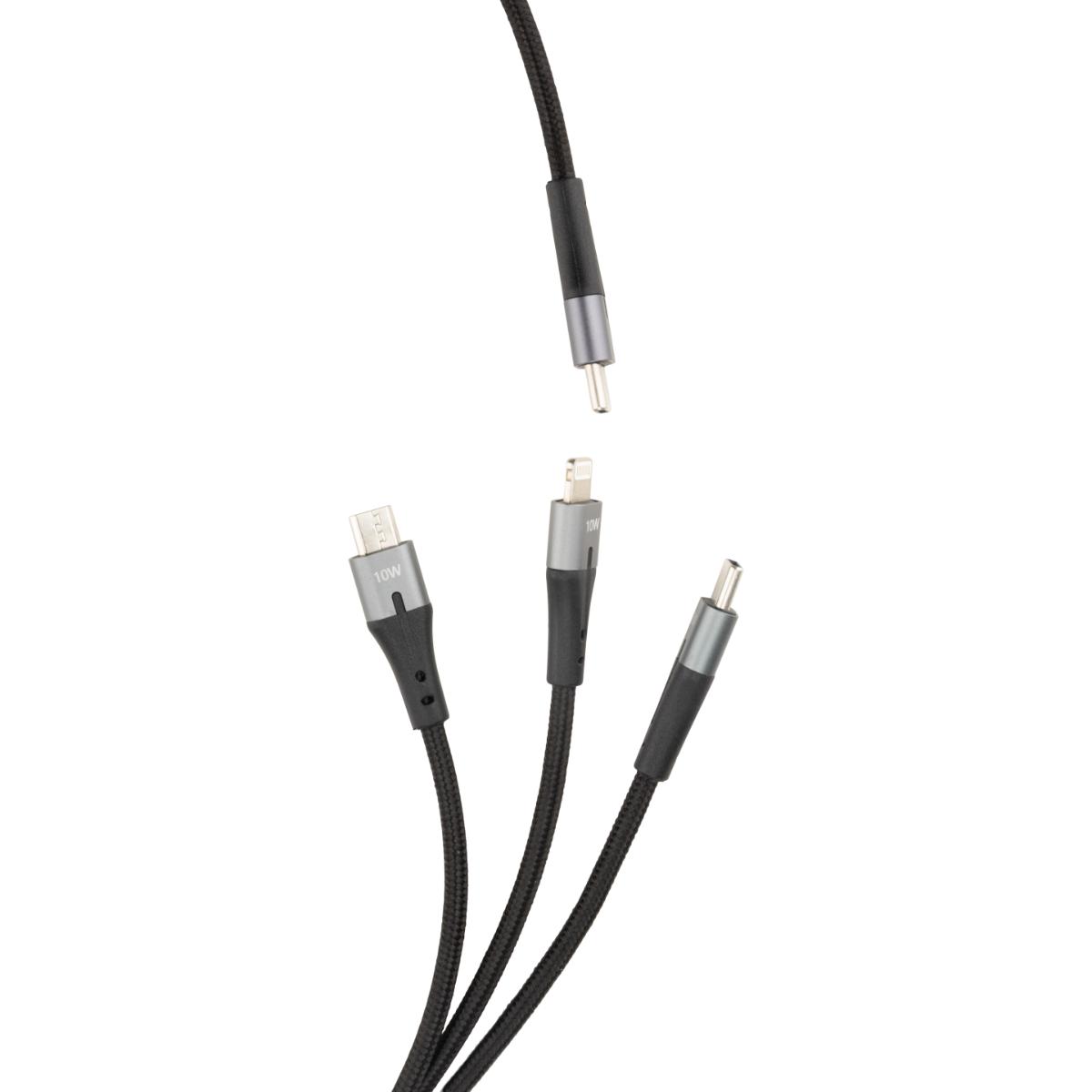 Triple câble USB-C, Lightning, Micro-USB - 1m - Zenitech