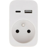 Prise murale 2P+T 16A 230V 3680W - USB A + USB-C - Watt and Co