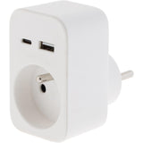 Prise murale 2P+T 16A 230V 3680W - USB A + USB-C - Watt and Co