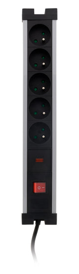 Bloc parafoudre 5x16A avec interrupteur - Noir - Zenitech