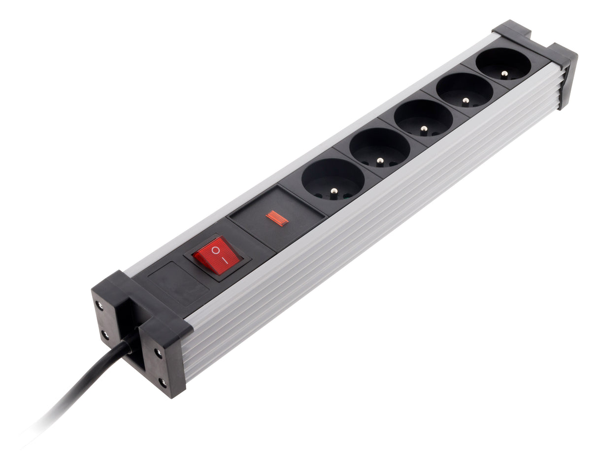 Bloc parafoudre 5x16A avec interrupteur - Noir - Zenitech