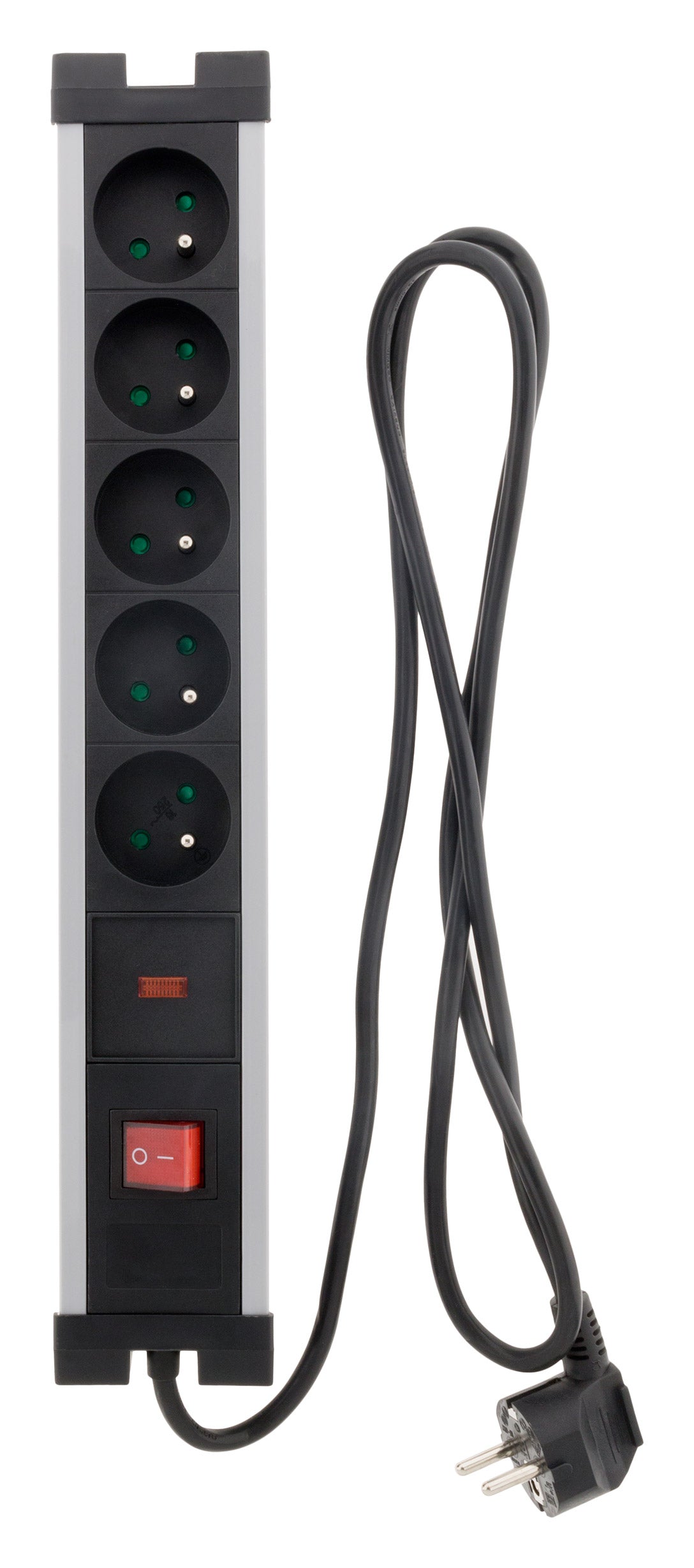Bloc parafoudre 5x16A avec interrupteur - Noir - Zenitech