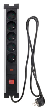 Bloc parafoudre 5x16A avec interrupteur - Noir - Zenitech