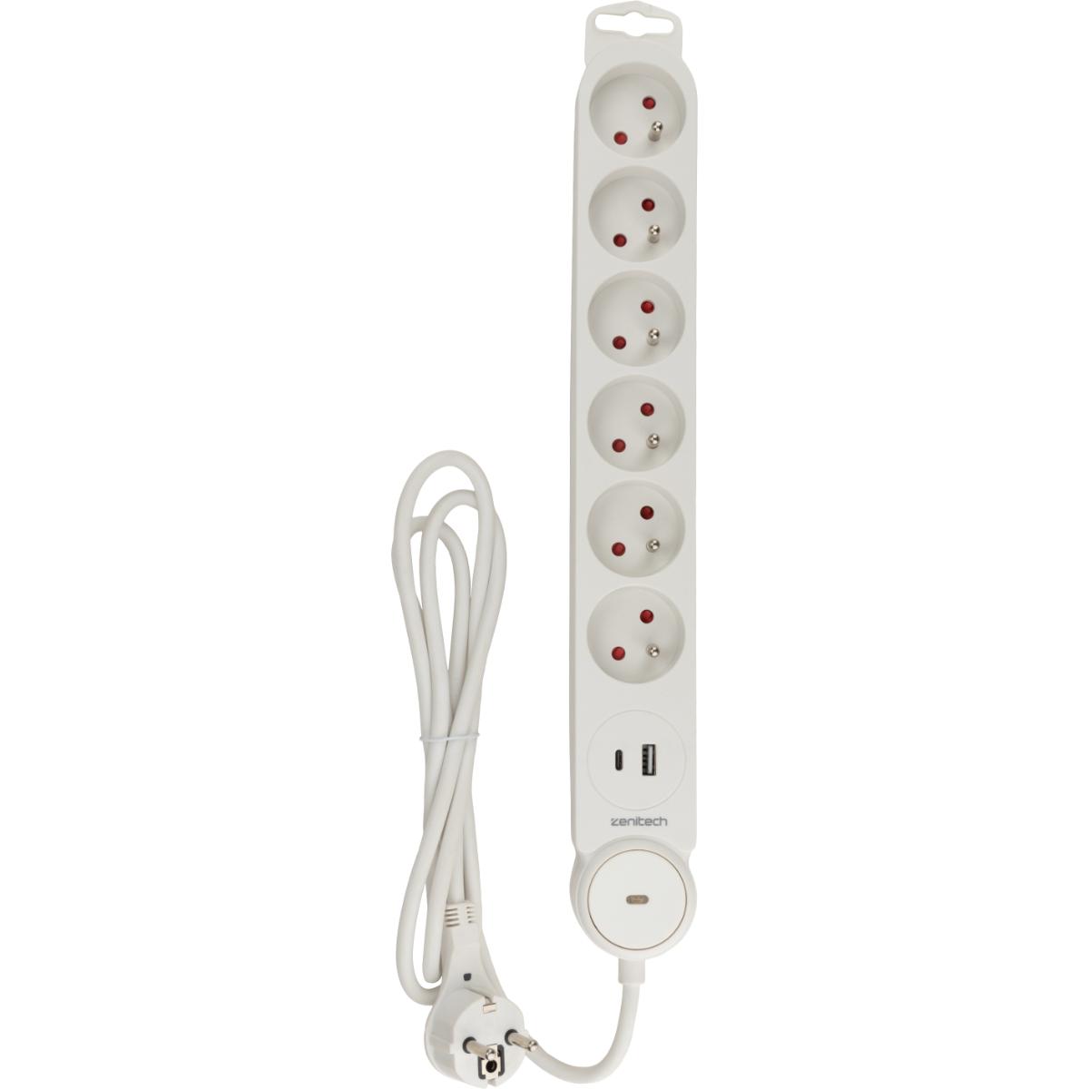Bloc multiprise Iota 16A + interrupteurs + USB A+C - Zenitech