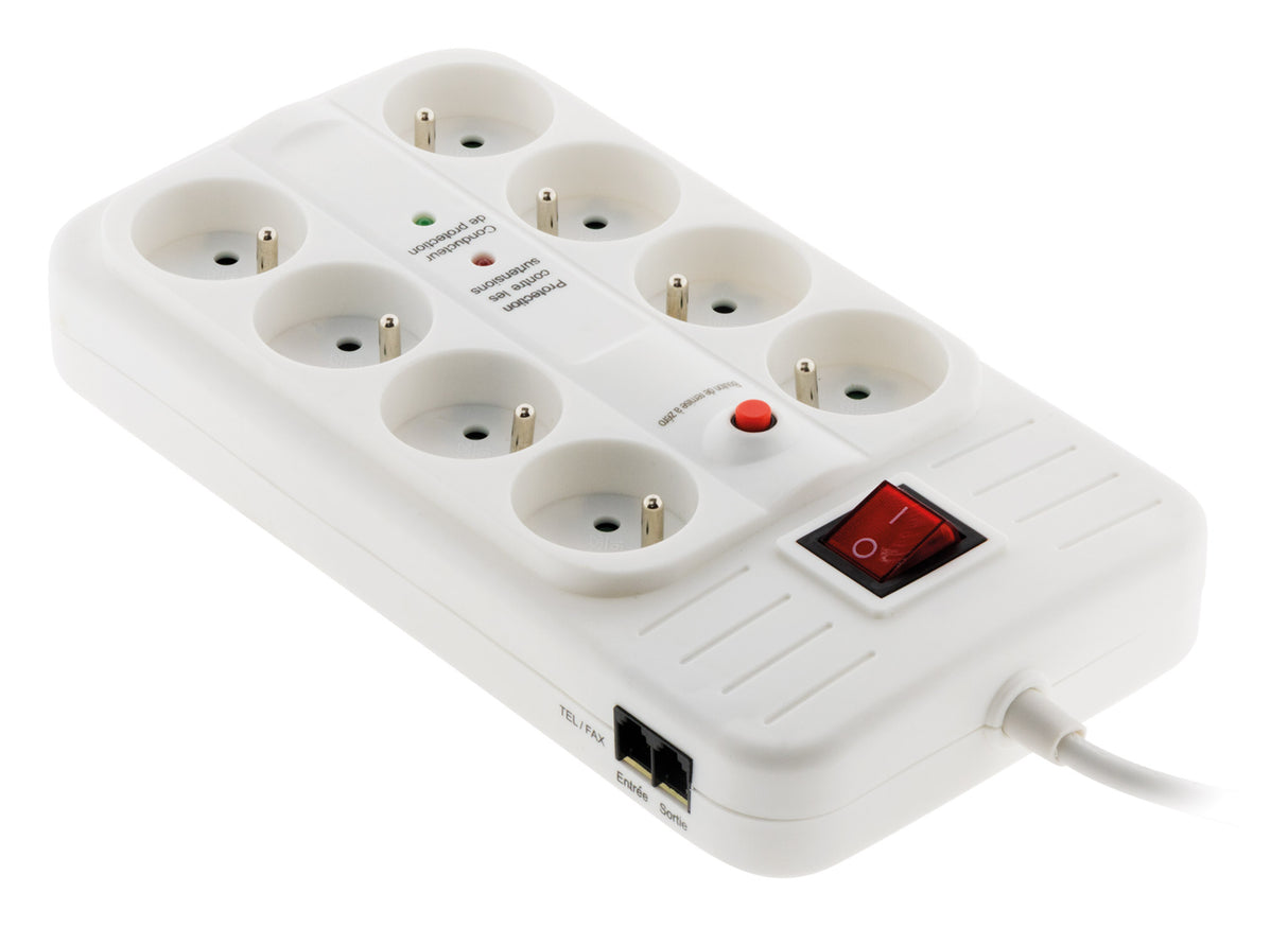 Parafoudre 8 prises + interrupteur + téléphone RJ11 - Zenitech