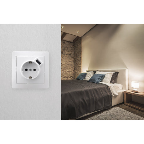 Prise encastrée Schuko + USB A - Blanc - Orys - Zenitech
