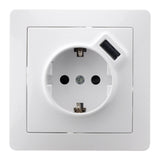 Prise encastrée Schuko + USB A - Blanc - Orys - Zenitech
