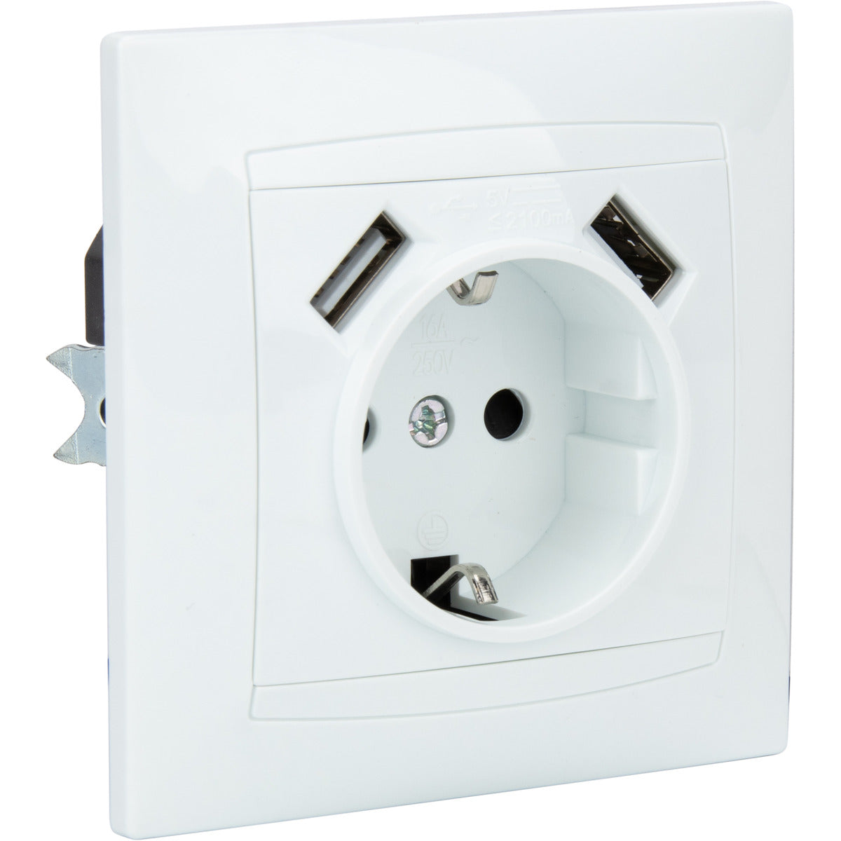 Prise encastrée Schuko + 2 USB-A 2,4A - Blanc - Zyna - Zenitech