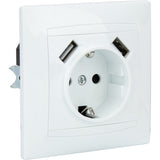 Prise encastrée Schuko + 2 USB-A 2,4A - Blanc - Zyna - Zenitech