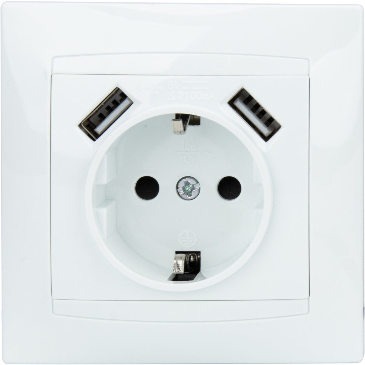 Prise encastrée Schuko + 2 USB-A 2,4A - Blanc - Zyna - Zenitech