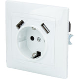 Prise encastrée Schuko + 2 USB-A 2,4A - Blanc - Zyna - Zenitech