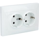 Double prise Schuko monoposte encastrée - Blanc - Zyna - Zenitech