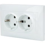 Double prise Schuko monoposte encastrée - Blanc - Zyna - Zenitech