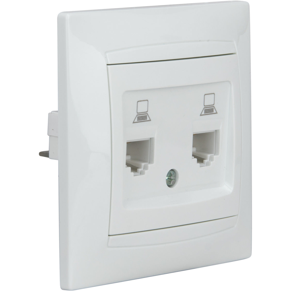 Double prise RJ45 encastrée Zyna - Blanc - Zenitech