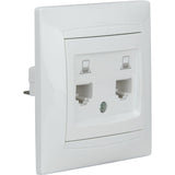 Double prise RJ45 encastrée Zyna - Blanc - Zenitech