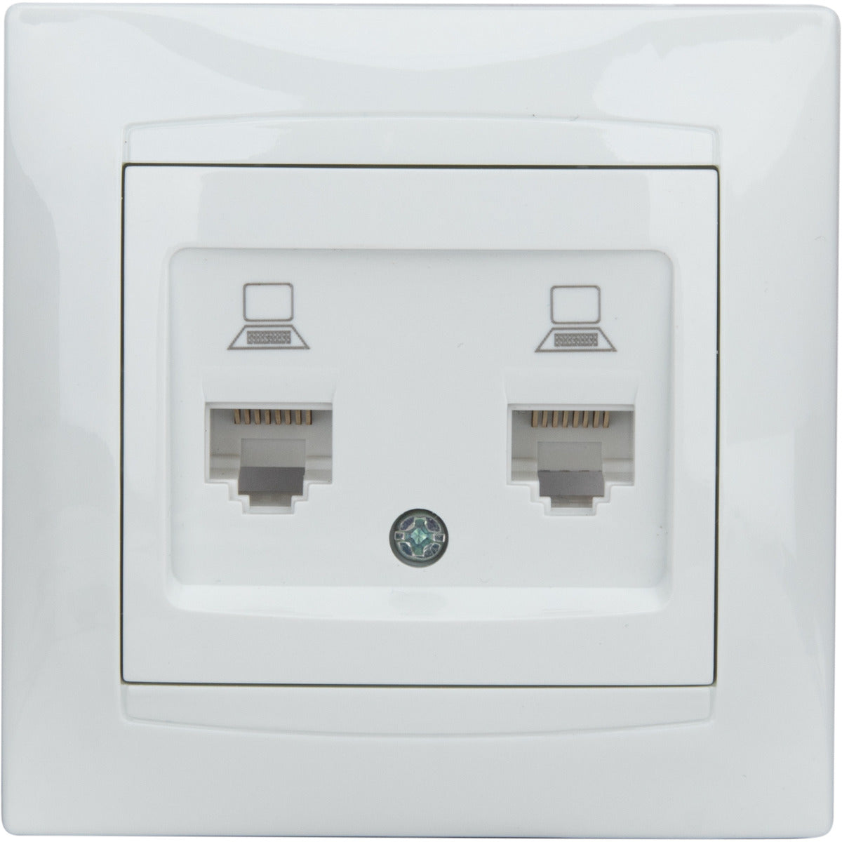 Double prise RJ45 encastrée Zyna - Blanc - Zenitech