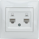Double prise RJ45 encastrée Zyna - Blanc - Zenitech